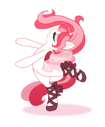 Size: 1149x1391 | Tagged: safe, artist:the-orator, oc, oc only, oc:graceful slippers, species:pony, species:unicorn, backbend, ballerina, ballet, ballet slippers, bipedal, clothing, dancing, dress, eyes closed, female, flexible, mare, solo