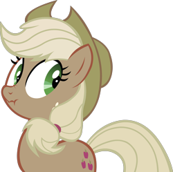 Size: 3200x3187 | Tagged: safe, artist:chir-miru, character:applejack, species:earth pony, species:pony, bust, clothing, female, freckles, frown, hat, high res, liar face, liarjack, liarpony, mare, nose wrinkle, scrunchy face, simple background, solo, transparent background, vector, wide eyes