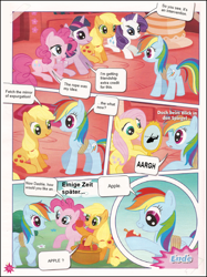 Size: 722x965 | Tagged: safe, artist:limeylassen, edit, character:applejack, character:fluttershy, character:pinkie pie, character:rainbow dash, character:rarity, character:twilight sparkle, apple, comic, funtimes in ponyland, german comic, have a break, mirror, parody, twilight is a lion, wat