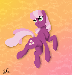 Size: 900x933 | Tagged: safe, artist:kudalyn, character:cheerilee, species:earth pony, species:pony, g4, abstract background, female, looking back, mare, solo