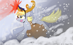 Size: 896x560 | Tagged: safe, artist:bibliodragon, character:derpy hooves, species:pegasus, species:pony, christmas, female, mare, solo