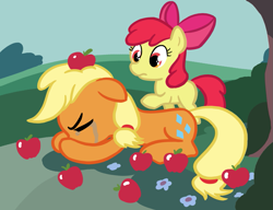 Size: 903x692 | Tagged: safe, artist:gingermint, artist:icekatze, character:apple bloom, character:applejack, episode:magical mystery cure, g4, my little pony: friendship is magic, swapped cutie marks