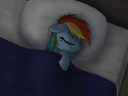 Size: 800x600 | Tagged: safe, artist:dawnmistpony, character:rainbow dash, fanfic:my little dashie, bed, female, filly, filly rainbow dash, pillow, sleeping, solo