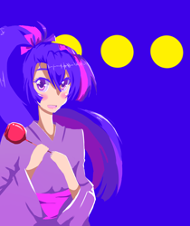Size: 2100x2500 | Tagged: safe, artist:applestems, character:twilight sparkle, alternate hairstyle, candy apple (food), female, high ponytail, humanized, kimono (clothing), lineless, needs more saturation, ponytail, small hands, solo, yukata