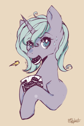 Size: 763x1138 | Tagged: safe, artist:inkytophat, character:princess luna, cookie, female, food, moon pies, mouth hold, s1 luna, solo