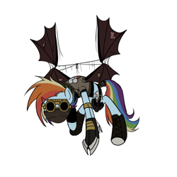 Size: 1000x996 | Tagged: safe, artist:myhysteria, character:rainbow dash, artificial wings, augmented, clothing, female, goggles, mechanical wing, solo, steampunk, wings