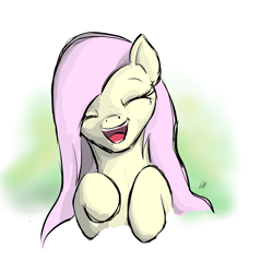 Size: 1400x1400 | Tagged: safe, artist:zlack3r, character:fluttershy, species:pegasus, species:pony, g4, female, happy, laughing, mare, solo