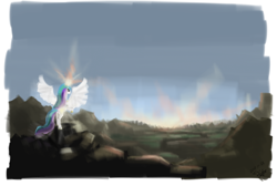 Size: 1472x988 | Tagged: safe, artist:zlack3r, character:princess celestia, species:alicorn, species:pony, g4, aurora borealis, female, mare, solo, speedpaint, spread wings, wings