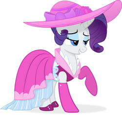 Size: 920x868 | Tagged: safe, artist:regolithx, character:rarity, clothing, dress, female, gloves, hat, simple background, solo, transparent background, vector