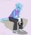 Size: 1154x1325 | Tagged: safe, artist:pooryorick, character:trixie, species:anthro, species:plantigrade anthro, species:unicorn, g4, clothing, female, gloves, hat, high heels, looking at you, mare, pants, playing card, shoes, sitting, solo, top hat, vest