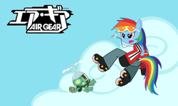 Size: 900x535 | Tagged: safe, artist:sonic-chaos, character:rainbow dash, character:tank, air gear, anime, crossover