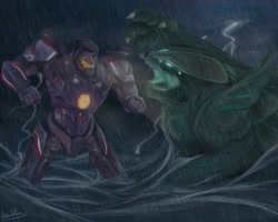 Size: 1280x1024 | Tagged: safe, artist:wouhlven, barely pony related, gipsy danger, leatherback, pacific rim, pony ears