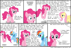 Size: 735x500 | Tagged: safe, artist:thelastgherkin, character:fluttershy, character:pinkie pie, character:rainbow dash, backwards, bad end, comic, dinosaur comics, parody