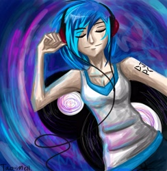 Size: 3501x3592 | Tagged: safe, artist:tao-mell, character:dj pon-3, character:vinyl scratch, female, humanized, solo