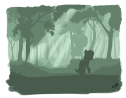 Size: 1350x1050 | Tagged: safe, artist:zlack3r, species:pony, crepuscular rays, forest, generic pony, silhouette, solo