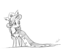Size: 900x600 | Tagged: safe, artist:zlack3r, character:rarity, species:pony, species:unicorn, female, grayscale, mare, monochrome, princess platinum, simple background, sketch, solo, worried