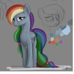 Size: 1088x1088 | Tagged: safe, artist:zlack3r, character:rainbow dash, species:pegasus, species:pony, g4, alternate hairstyle, female, mare, sketch