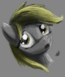 Size: 580x692 | Tagged: safe, artist:zlack3r, character:derpy hooves, species:pegasus, species:pony, g4, bust, female, mare, portrait, sad, simple background, sketch, solo, worried