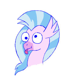 Size: 500x500 | Tagged: safe, artist:solardoodles, character:silverstream, species:hippogriff, g4, blep, derp, smiling, tongue out