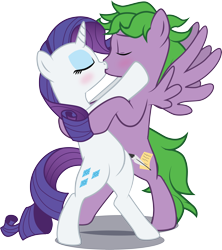 Size: 4227x4759 | Tagged: safe, artist:benybing, character:rarity, character:spike, ship:sparity, absurd resolution, female, kissing, male, ponified, ponified spike, shipping, straight