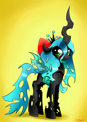 Size: 2702x3760 | Tagged: safe, artist:carligercarl, character:queen chrysalis, bow, female, solo