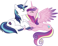 Size: 4292x3410 | Tagged: safe, artist:benybing, character:princess cadance, character:shining armor, female, kissing, male, simple background, straight, transparent background, vector