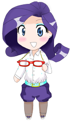 Size: 713x1238 | Tagged: safe, artist:applestems, character:rarity, chibi, glasses, humanized, rarity's glasses