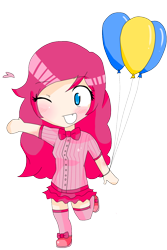 Size: 1000x1500 | Tagged: safe, artist:applestems, character:pinkie pie, balloon, chibi, humanized
