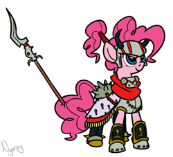 Size: 500x453 | Tagged: safe, artist:nyerpy, character:pinkie pie, clothing, costume, crossover, female, final fantasy, gilgamesh, solo