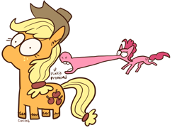 Size: 790x579 | Tagged: safe, artist:comickit, character:applejack, character:pinkie pie, episode:the last roundup, g4, my little pony: friendship is magic, long muzzle, wat