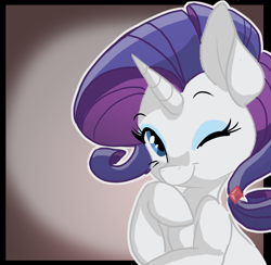 Size: 1312x1282 | Tagged: safe, artist:indiefoxtail, character:rarity, species:pony, species:unicorn, cute, female, gem, hairpin, looking at you, one eye closed, raribetes, solo, wink