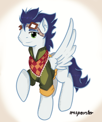 Size: 904x1080 | Tagged: safe, artist:imspainter, character:soarin', clothing, hipster, jacket, male, solo