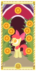 Size: 800x1550 | Tagged: safe, artist:janeesper, character:apple bloom, coin, female, nine of coins, nine of diamonds, solo, tarot card