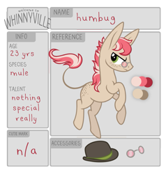 Size: 795x836 | Tagged: safe, artist:ivyhaze, oc, oc only, species:mule, bowler hat, clothing, freckles, glasses, hat, humbug, solo