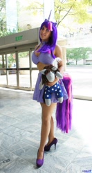 Size: 1092x2048 | Tagged: safe, artist:sarahn29, character:smarty pants, character:twilight sparkle, species:human, cosplay, high heels, irl, irl human, otakon, photo, plushie, solo