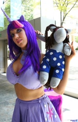 Size: 1320x2048 | Tagged: safe, artist:sarahn29, character:smarty pants, character:twilight sparkle, species:human, cosplay, irl, irl human, otakon, photo, plushie, solo