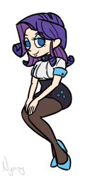 Size: 277x518 | Tagged: safe, artist:nyerpy, character:rarity, species:human, clothing, female, high heels, humanized, pantyhose, shoes, skirt, solo, tube skirt