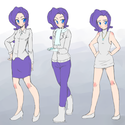 Size: 2500x2500 | Tagged: safe, artist:applestems, character:rarity, species:human, clothing, dress, humanized, necklace, scarf, skirt