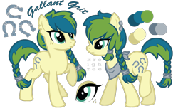 Size: 1753x1097 | Tagged: safe, artist:ivyhaze, oc, oc only, oc:gallant grit, species:earth pony, species:pony, braid, clothing, earring, female, freckles, mare, scarf