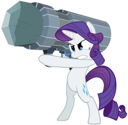 Size: 903x885 | Tagged: safe, artist:maximillianveers, character:rarity, character:tom, species:pony, species:unicorn, bipedal, cannon, cannon ponies, female, rock, solo