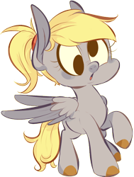 Size: 500x661 | Tagged: safe, artist:tweissie, character:derpy hooves, species:pegasus, species:pony, alternate hairstyle, female, hooves, mare, ponytail, simple background, solo, transparent background