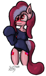 Size: 592x976 | Tagged: safe, artist:slitherkitty, oc, oc only, oc:sanguine sanguine, species:anthro, species:earth pony, species:pony, anthro oc, nosebleed, solo