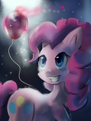 Size: 480x640 | Tagged: safe, artist:terrac0tta, character:pinkie pie, species:earth pony, species:pony, g4, balloon, female, happy, mare, smiling, solo