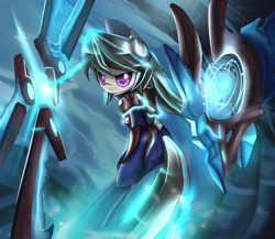 Size: 1500x1300 | Tagged: safe, artist:cyanaeolin, character:octavia melody, armor, female, frostblade, irelia, league of legends, parody, solo, weapon