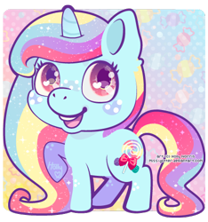 Size: 436x466 | Tagged: safe, artist:miss-glitter, oc, oc only, oc:sugar rush, species:pony, species:unicorn, female, freckles, mare, solo