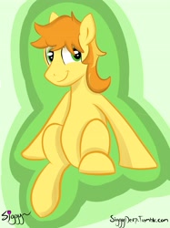 Size: 2572x3433 | Tagged: safe, artist:siggyderp, character:braeburn, :t, cute, looking at you, male, sitting, smiling, solo