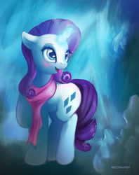 Size: 1014x1280 | Tagged: safe, artist:mechagen, character:rarity, clothing, female, scarf, solo
