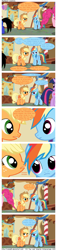 Size: 900x3958 | Tagged: safe, artist:thelastgherkin, character:applejack, character:pinkie pie, character:rainbow dash, character:twilight sparkle, comic, implied gilda, implied gildash, implied lesbian, implied shipping