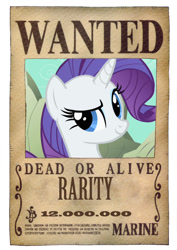 Size: 600x849 | Tagged: safe, artist:lightdegel, character:rarity, crossover, female, nami, one piece, solo, wanted, wanted poster
