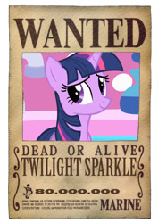 Size: 600x849 | Tagged: safe, artist:lightdegel, character:twilight sparkle, crossover, female, nico robin, one piece, solo, wanted, wanted poster